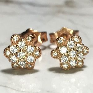 NEW Sterling Silver Rose Gold Flower Earrings